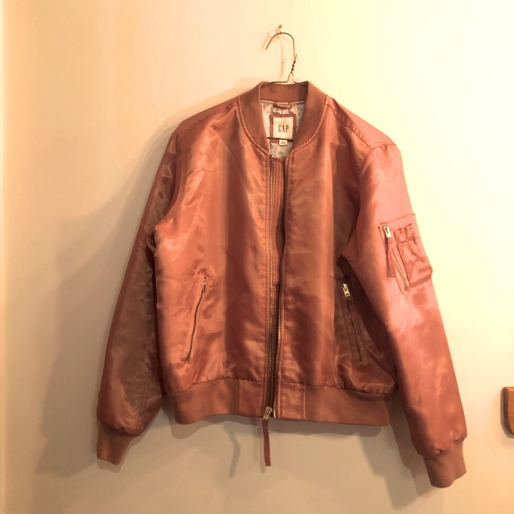 Barbiecore dusty rose pink bomber jacket sz small like new
